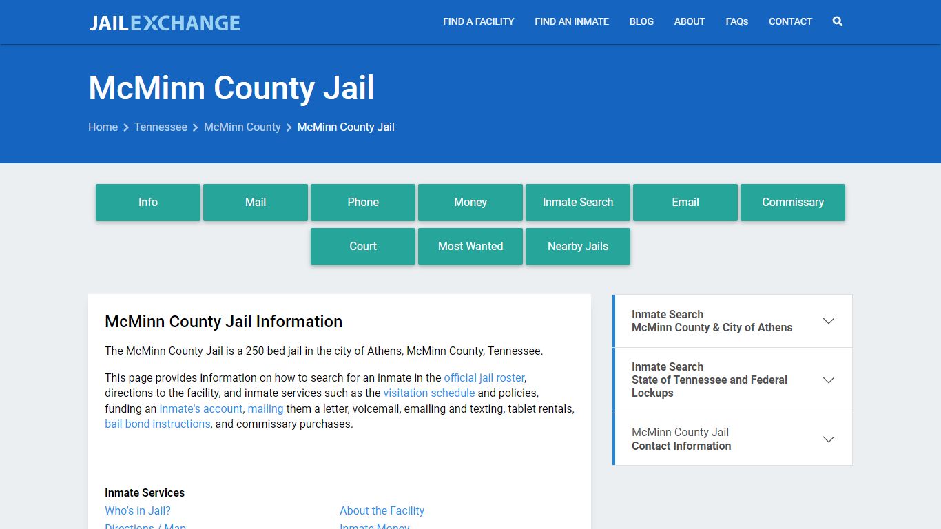 McMinn County Jail, TN Inmate Search, Information